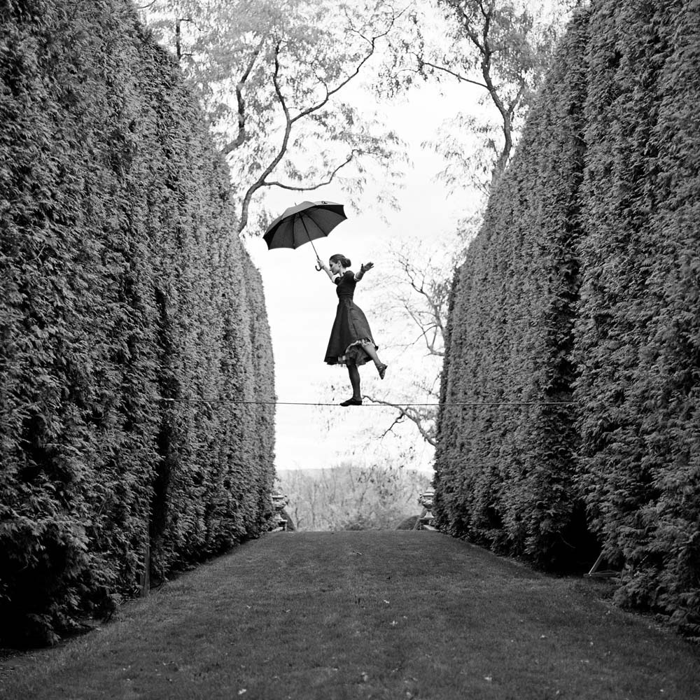 Kelsey Balancing on Tightrope, Amenia, New York, 2013© Rodney Smith